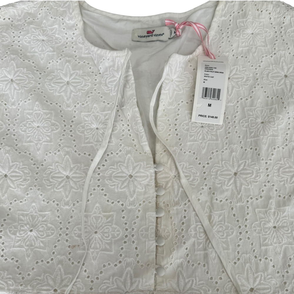 Vineyard Vines NWT Island Eyelet Swing Dress White Cap Medium Bridal Graduation - Picture 4 of 11
